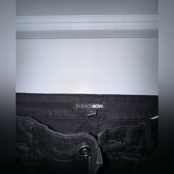 Fashion Nova, black denim, with lace up detail on thigh area. Size 11. - Picture 3 of 3